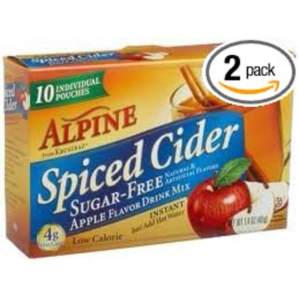 Alpine Spiced Cider Sugar Free Apple Flavor Drink Mix 14 Oz Pouch 10 Count Boxes Pack Of 2 Walmart Com Walmart Com