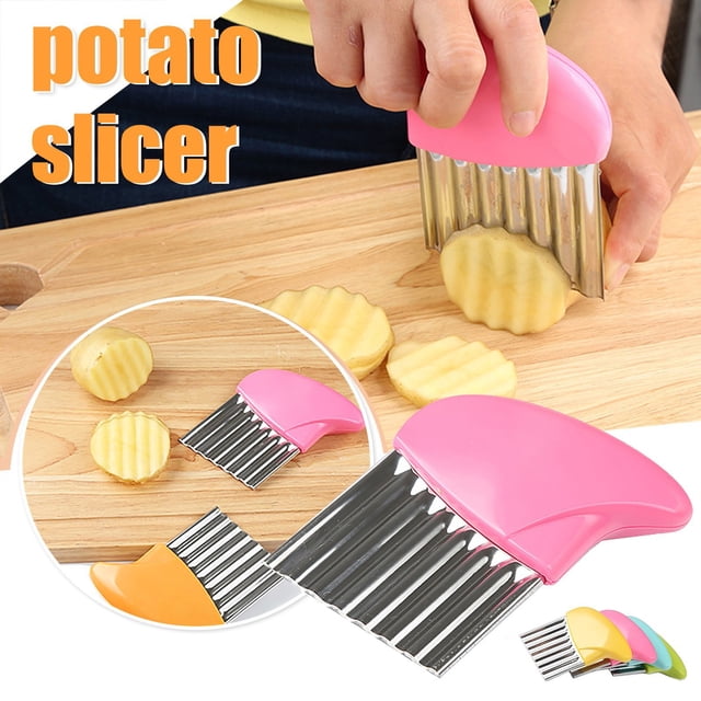 Xihbxyly Cortador de Patatas Ondulado, Utensilio de Cocina Profesional de Acero Inoxidable, Mango Cómodo, Fácil de Guardar y con Orificio para Colgar, Ideal para Preparar Verduras y Frutas, Ideal par