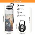 thumbnail image 3 of Cat Painting Grey Sports Water Bottle Portable Travel Mug 32oz BPA Free Leak Proof Straw Transparent Tritan for Gym Yoga Cycling Camping, 3 of 7