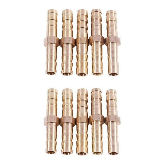 10 Pcs Brass Straight Hose Connector Joiner