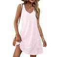 thumbnail image 4 of Giftesty Summer Dresses for Women Casual with Pockets Summer Dress Solid Color V-Neck Mini Dresses, 4 of 9