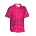 thumbnail image 2 of Balery Rose Red Glitter Print Men's Hawaiian Shirts Short Sleeve Beach Shirt Relaxed Fit Vacation Button Down Shirts-X-Large, 2 of 9
