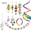 OWSOO 10PCS Bird Swing Chewing Toys Parrots Chewing Hanging Perches with Hammock Bell Toys for Parrot Lorikeets Birds