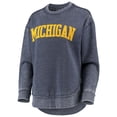 thumbnail image 2 of Women's Pressbox Navy Michigan Wolverines Vintage Wash Pullover Sweatshirt, 2 of 3