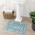 thumbnail image 6 of Blue Bathroom Rugs, Distressed Farmhouse Boho Bath Mat, Comfy Velvet Small Bath Rugs Non Slip Washable, Vintage Oriental Toilet Rug for Sink Shower Vanity, 17x27 inch, 6 of 6