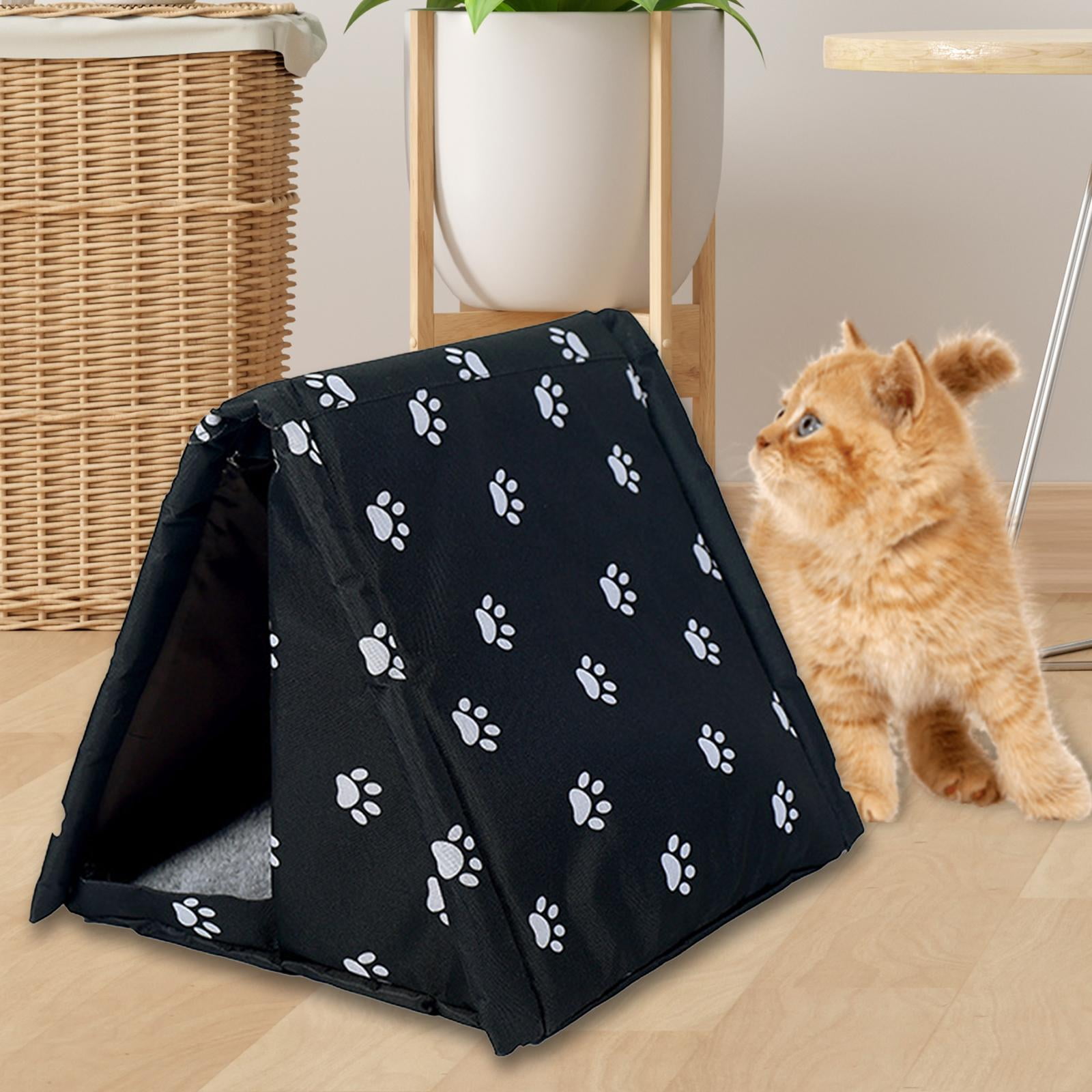 Stray Cats Shelter Waterproof Sleeping Tent Winter Warm Anti Slip Small Dog Kennel Pet Cat Beds Outdoor Cat House for Park Courtyard Street , 40cmx34cmx32cm