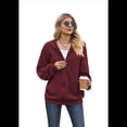 thumbnail image 2 of Sudadera con Capucha y Cremallera de Larga Color Vino Tinto M, 2 of 9