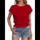 thumbnail image 3 of Blusa Informal Elegante con Mangas y Dobladillo Fruncido para Mujer, Color Rojo, Talla L, 3 of 8
