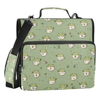 Zipper Binder Cute Frog with Flowers 1.5 Inch Binder Folder Bag with Shoulder Strap and Handle