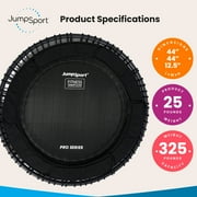 JumpSport 570 PRO Indoor Durable Lightweight 44in Fitness Trampoline, Black