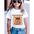 thumbnail image 1 of Adorable Capybara Milk Tea Cartoon T-Shirt for Youngsters - Soft & Comfy Cotton Short Sleeve, Crew Neck, Summer Casual Top in Pink with Playful Bear Design, 1 of 6