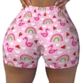 thumbnail image 2 of Logiee Cute Flamingo Print Women's Biker Shorts,Workout Gym Shorts,Scrunch Shorts,Tummy Control Hidden Scrunch Running Yoga Shorts-X-Large, 2 of 8