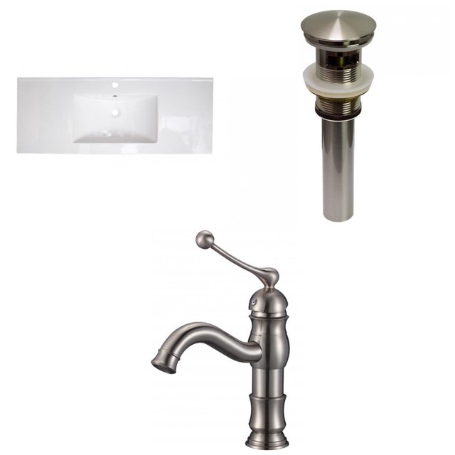 American Imaginations 48.75-in. W 1 Hole Ceramic Top Set In White Color - Overflow Drain Incl. AI-29968