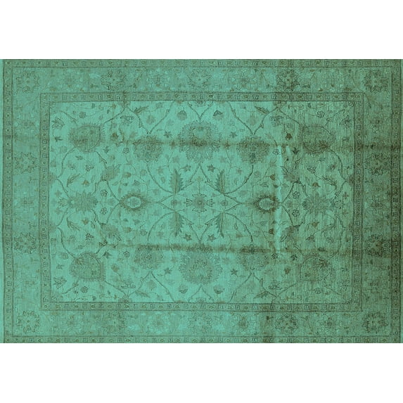 Ahgly Company Indoor Rectangle Oriental Turquoise Blue Industrial Area Rugs, 5' x 7'