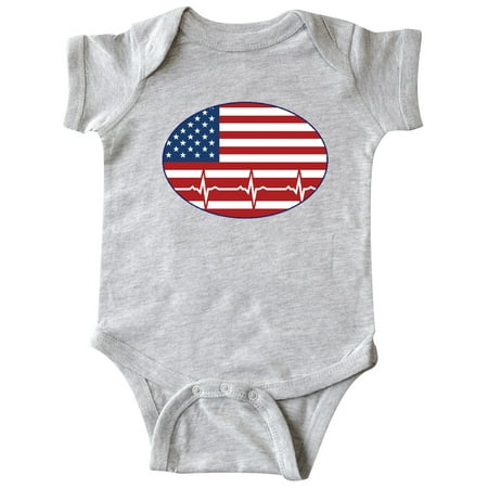 

Inktastic Heartbeat US Flag Nurse EMT Doctor Gift Baby Boy or Baby Girl Bodysuit