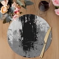 thumbnail image 3 of Black Cement Gray Round 13 Inch Placemats Set of 8, Modern Abstract Art Black HeatResistant Non Slip Place Mats for Dining Table, Wipeable Braided Kitchen Table Mats for Housewarming, 3 of 9