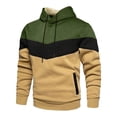 thumbnail image 5 of Timoontee Men's Hoodies Loose Fit Casual Long Sleeve Color Block Patchwork Pullover Tops Fall Winter Fashion Warm Hooded Sweatshirts Army Green XXXL, 5 of 5