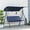 Blue + Steel#121, variant on Outdoor Swing Glider Chair for Patio, Steel Mesh Rocking Chair with High Back for Backyard Garden Porch, Beige 330lbs Capacity