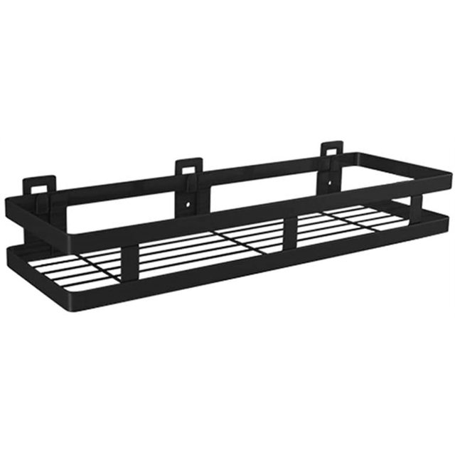 Estante de ducha Sin taladrar 1 nivel Negro Carrito de ducha Estante de cocina Estante de especias Estante de pared de acero inoxidable sin clavos Estante flotante para cocina Baño 20-50 cm de ancho, Adepaton LL-2471-5