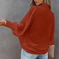 thumbnail image 5 of UYISJ Women's Long Sleeve Blouse V Neck Lapel Shirt Casual Loose Fit Trendy Fall Pullover Solid Color Tunic Tops Orange L, 5 of 7
