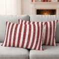 thumbnail image 2 of Lumbar Pillow Covers 20x12 Inch Set of 2, Red Geometric Waterproof Outdoor Pillow Covers, Vintage Stripes Abstract Modern Art Decorative Cushion Pillowcases for Couch, Sofa, Bed, Garden, Patio, 2 of 9