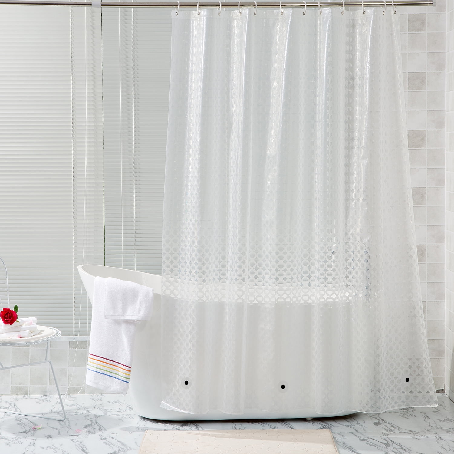Details about   Feagar EVA Shower Curtain Liner with Magnets & 12 Free Metal Hooks Waterproof 7 