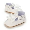 thumbnail image 5 of XIMIN Baby Girls Mary Jane Flats Infant Non-Slip Bowknot Princess Wedding Dress Soft Sole Shoes Toddler PU Leather Baptism Fashion Shoes (0-6 Months, White), 5 of 8