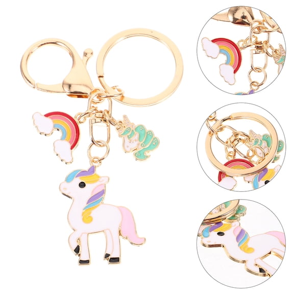 WHAMVOX Cute Kawaii Unicorn Keychains Made of Zinc Alloy for Decor Multi Color 2 Pieces