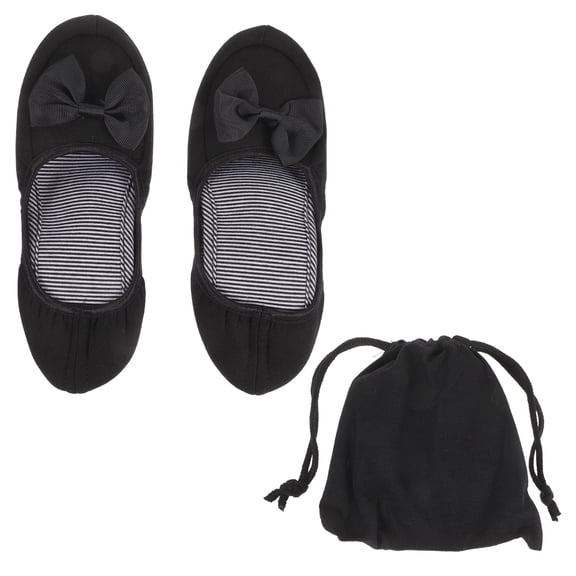 HEMOTON .5cm Hotel Slippers Folding Travel Foldable Flat Shoe Black