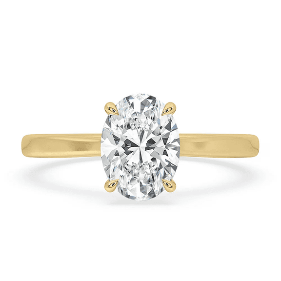 ZELSU 0.80 CT Oval Cut Moissanite Solitaire Ring in Yellow Gold with Prong Setting