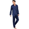 thumbnail image 2 of Keevoom Men's Silk Pajama Set Casual Long Sleeve Satin Pajamas Sleepwear, 2 of 6