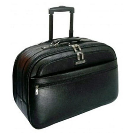 Harvest A214-BLACK Full Grain Leather, Carry-on Rolling Briefcase