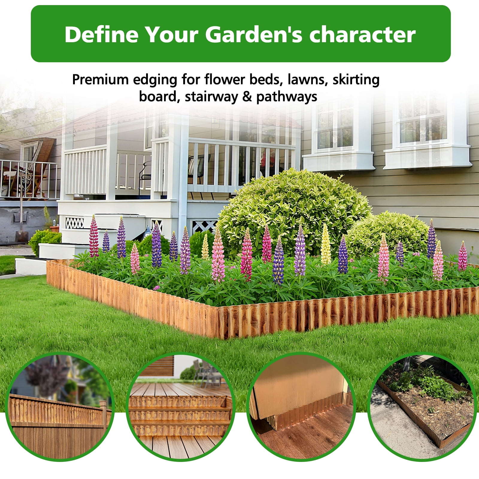 ROMUCHE Corrugated Garden Edging 12" x 50Ft, Flexible Metal Landscape Edging Border for DIY Flower Beds Lawn Yard Tree Surrounds Driveway