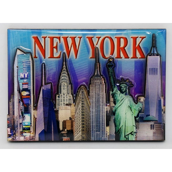 New York Skyline and SOL 2D Dual Layer Magnet 2.5" x 3.5" x 0.25"
