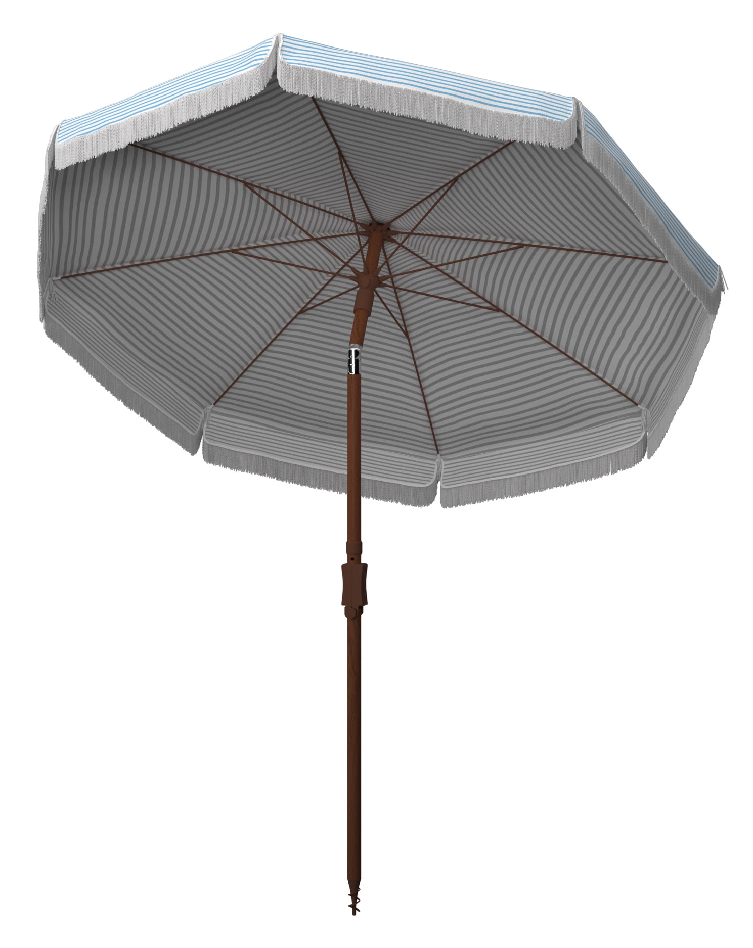 SAFAVIEH Copen 6.5' Beach Patio Umbrella, White/Light Blue