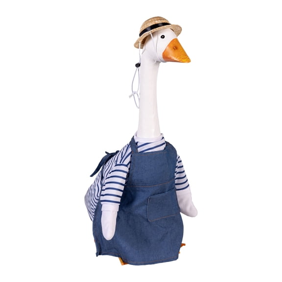 Evergreen Porch Goose Outfit for Giddy the Goose, Gardener Decorative Clothes Costume for 21" Garden Geesse Statues, Seasonal Home Dcor