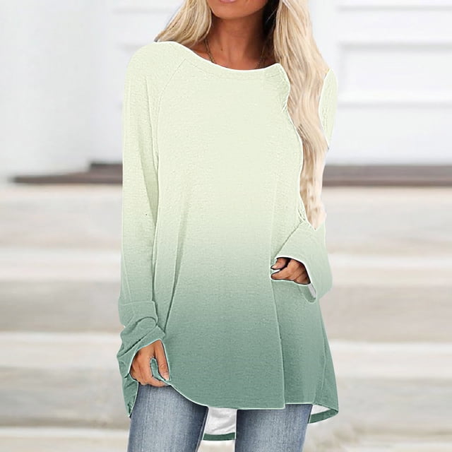 Chemises à Manches Longues pour Femmes à la Mode T-shirt Confortable à Manches Longues Chemisier Col Rond Casual Tops
