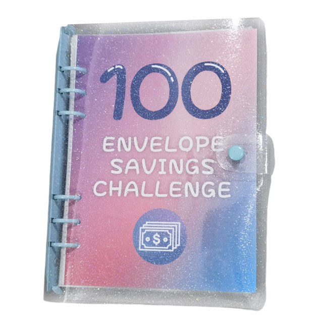 LCXmlly 100-day Savings Challenge Envelope Challenge Kit Fun Money Saving Planner with Glitter Envelopes