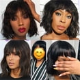 thumbnail image 5 of Short Bob Wig Body Wave Human Hair Wig with Bangs Full Machine Made for Black Women, 5 of 5