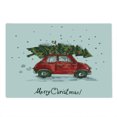 thumbnail image 2 of Christmas Cutting Board, Retro Style Car Xmas Tree Vintage Family Style Illustration Snowy Winter Art, Decorative Tempered Glass Cutting and Serving Board, Large Size, Green Vermilion, by Ambesonne, 2 of 5