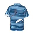 thumbnail image 3 of Bixox Men's Hawaiian Shirts Men's Sharks on White Blue Striped Print Short-Sleeve Shirt-3X-Large, 3 of 8