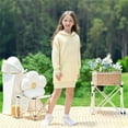 thumbnail image 2 of Gyexs Hoodies for Toddler Kids Girls Sweatshirt Dress Solid Color Long Sleeve Hoodie Pullover Tops with Pocket Z02 Khaki & 12-24 Months, 2 of 3