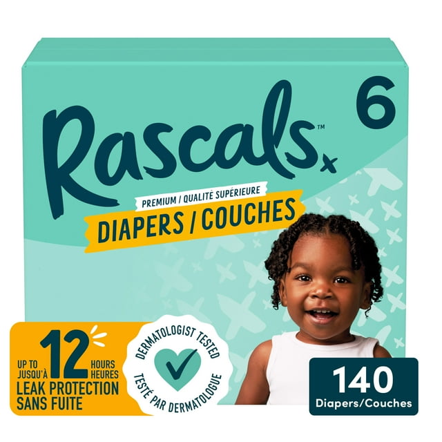 Couches Rascals Premium, Taille 6, 140 unités