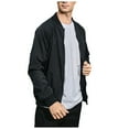 thumbnail image 2 of Siilsaa Light Jacket Long Sleev Shirt Jacket Zip Up Coat with Pocket Black,XL, 2 of 5