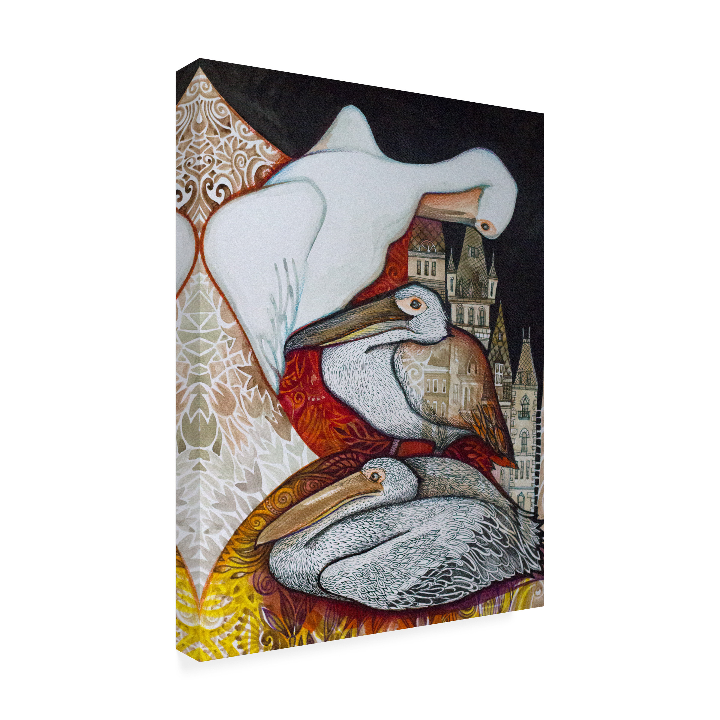 Trademark Fine Art 'Pelicans' Canvas Art by Oxana Ziaka
