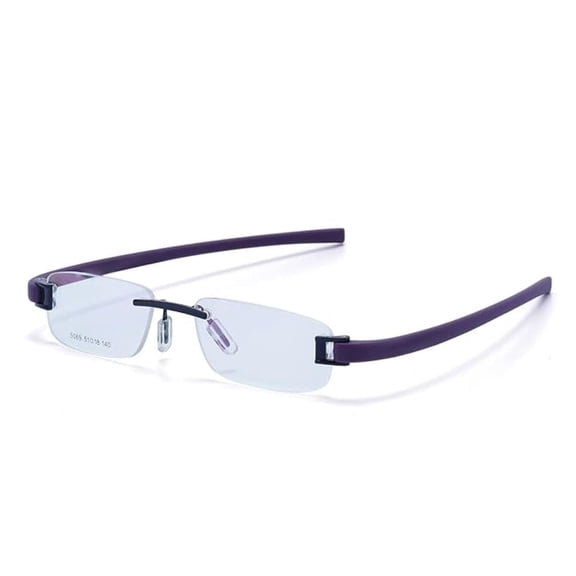 RSINC Rimless Frame/Eyeglass/Spectacle, Optical, Prescription, Purple, 51-18-140 mm