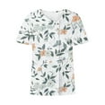 thumbnail image 5 of bnaln Women Tops Summer T Shirts Casual Button Short Sleeve Shirts Floral Printed V Neck Tees Shirts Elegant Tunic Tops Dressy Blouses Ladies Henley Shirts Pullover Going Out Tops, 5 of 5