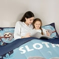 thumbnail image 5 of jejeloiu Cartoon Sloth Bedding Comforter Set,Retro Rustic Flower Twin Comforter Sets,Gray Blue Bedding Set For Girls Boys,Ultra Soft Home Decor Reversible,2-Piece, 5 of 8