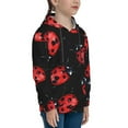 thumbnail image 3 of Salouo Beautiful Red Ladybug Pattern Hoodie Sweatshirt for Youth, Fall Pullover Hoodie Sweatshirt Long-Sleeve Pullover Hooded Sweatshirt-X-Large, 3 of 6