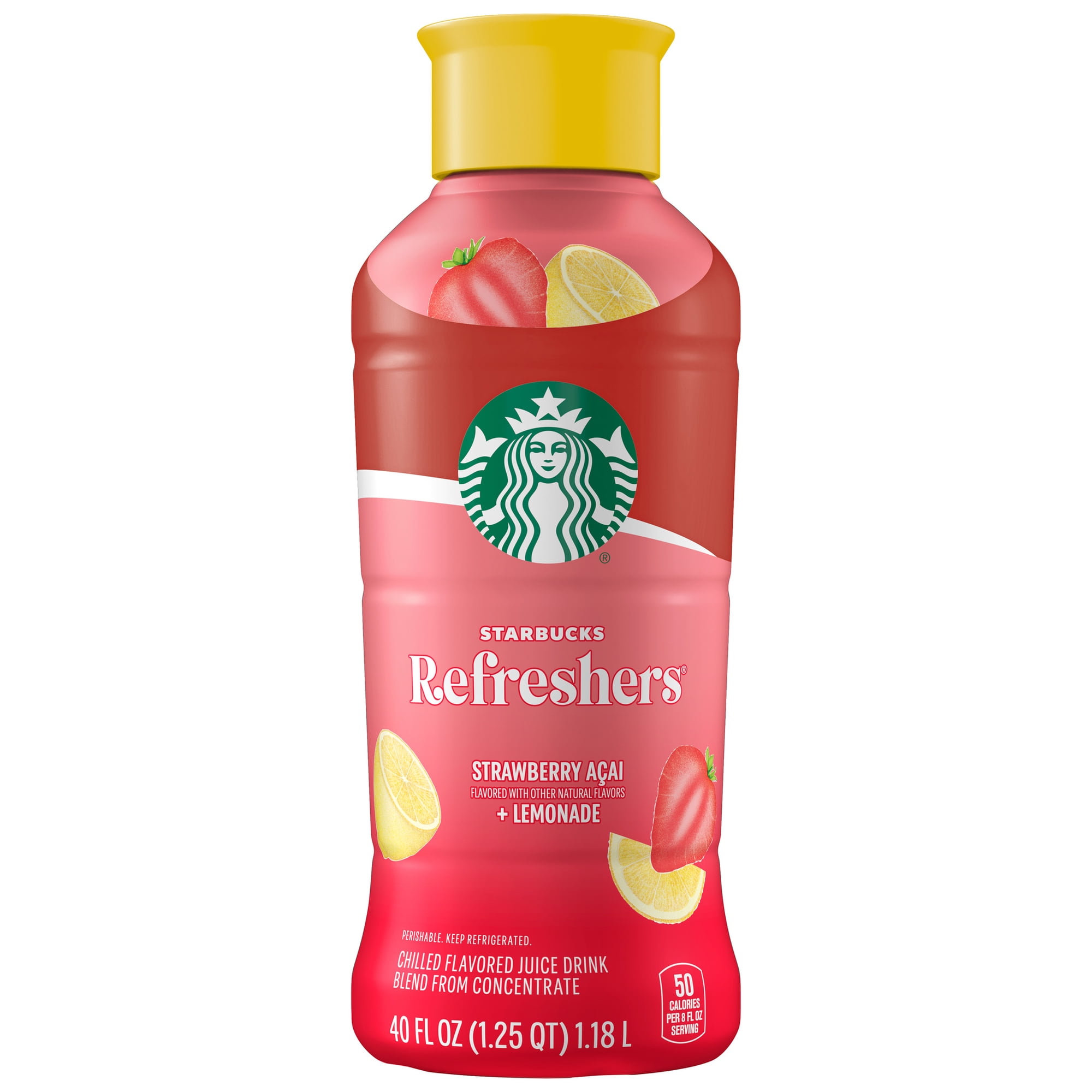 Starbucks Refreshers Lemonade Strawberry Acai, 40 Fl Oz Bottle